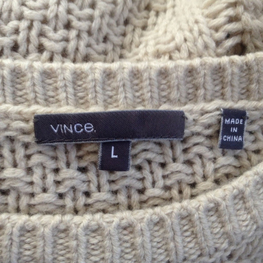 Vince cableknit wool yak fisherman's sweater L XL - Picture 4 of 4